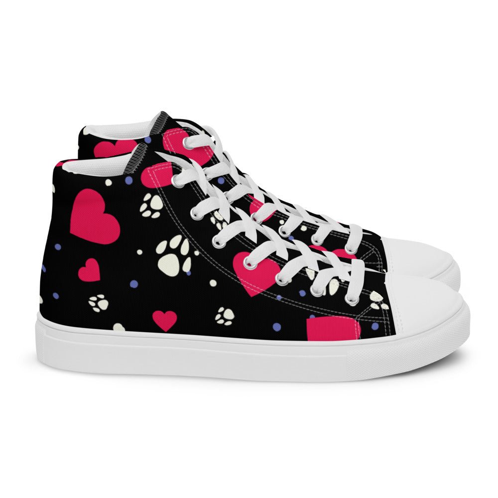 Women's Black Hearts and Paws Sneakers - DoggyLoveandMore