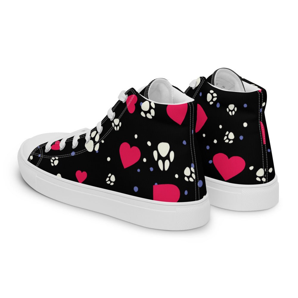 Women's Black Hearts and Paws Sneakers - DoggyLoveandMore
