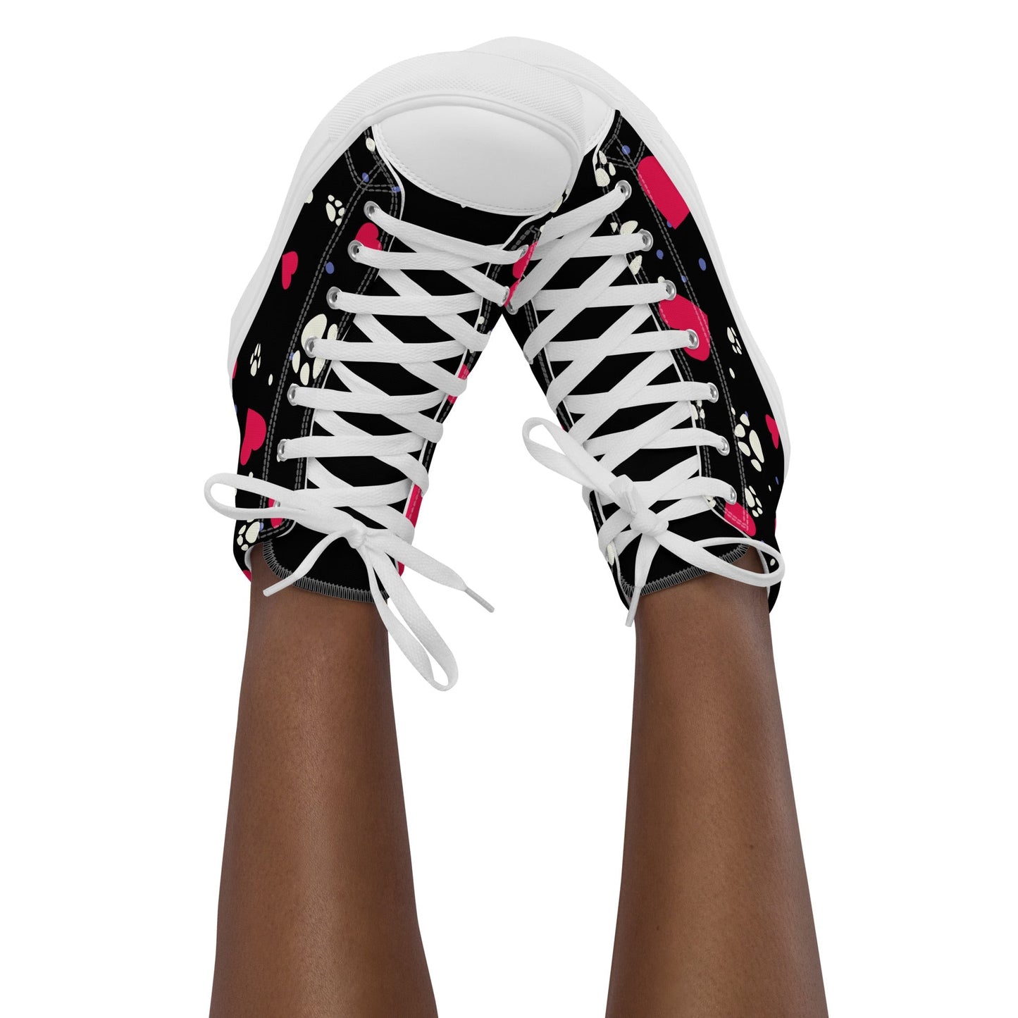Women's Black Hearts and Paws Sneakers - DoggyLoveandMore