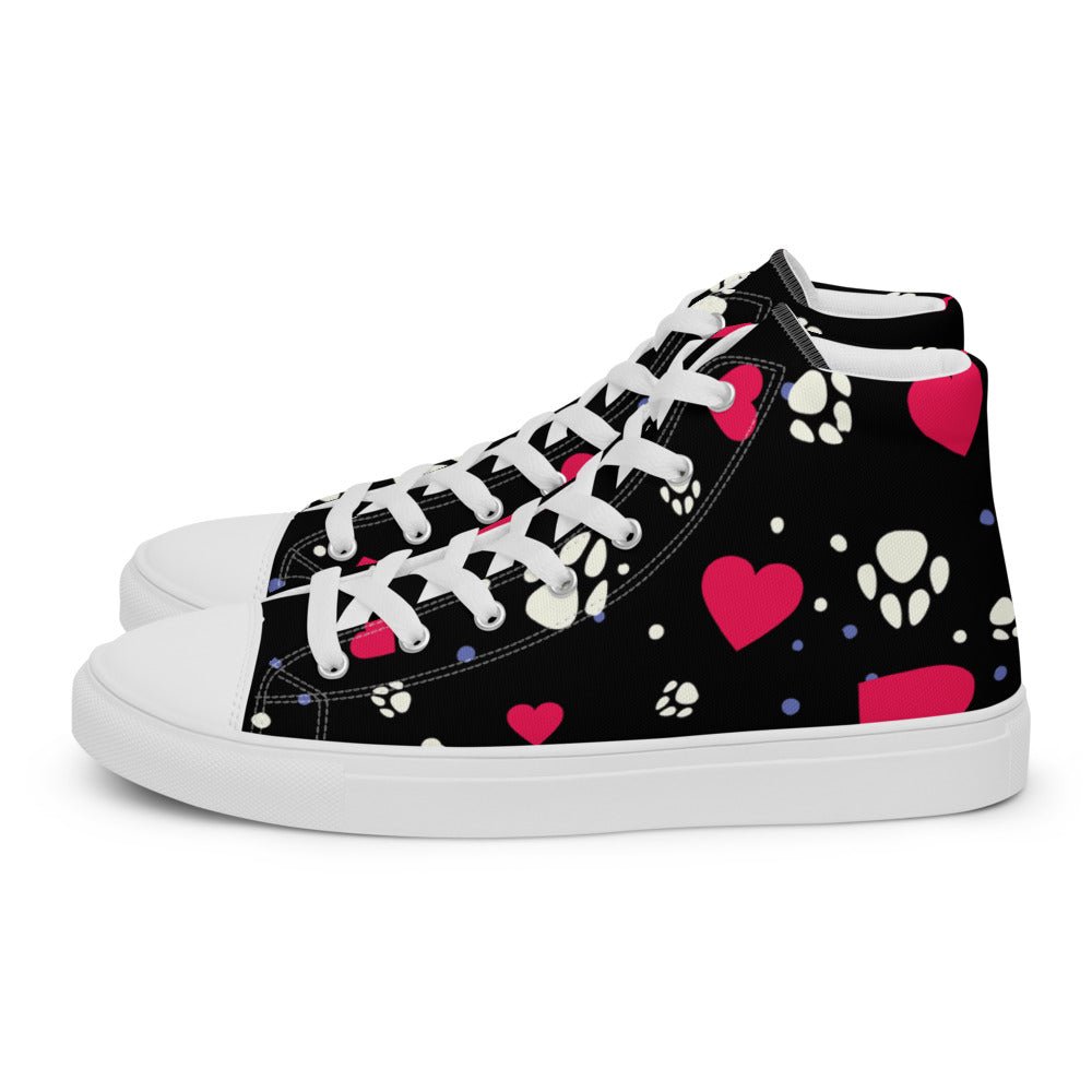 Women's Black Hearts and Paws Sneakers - DoggyLoveandMore