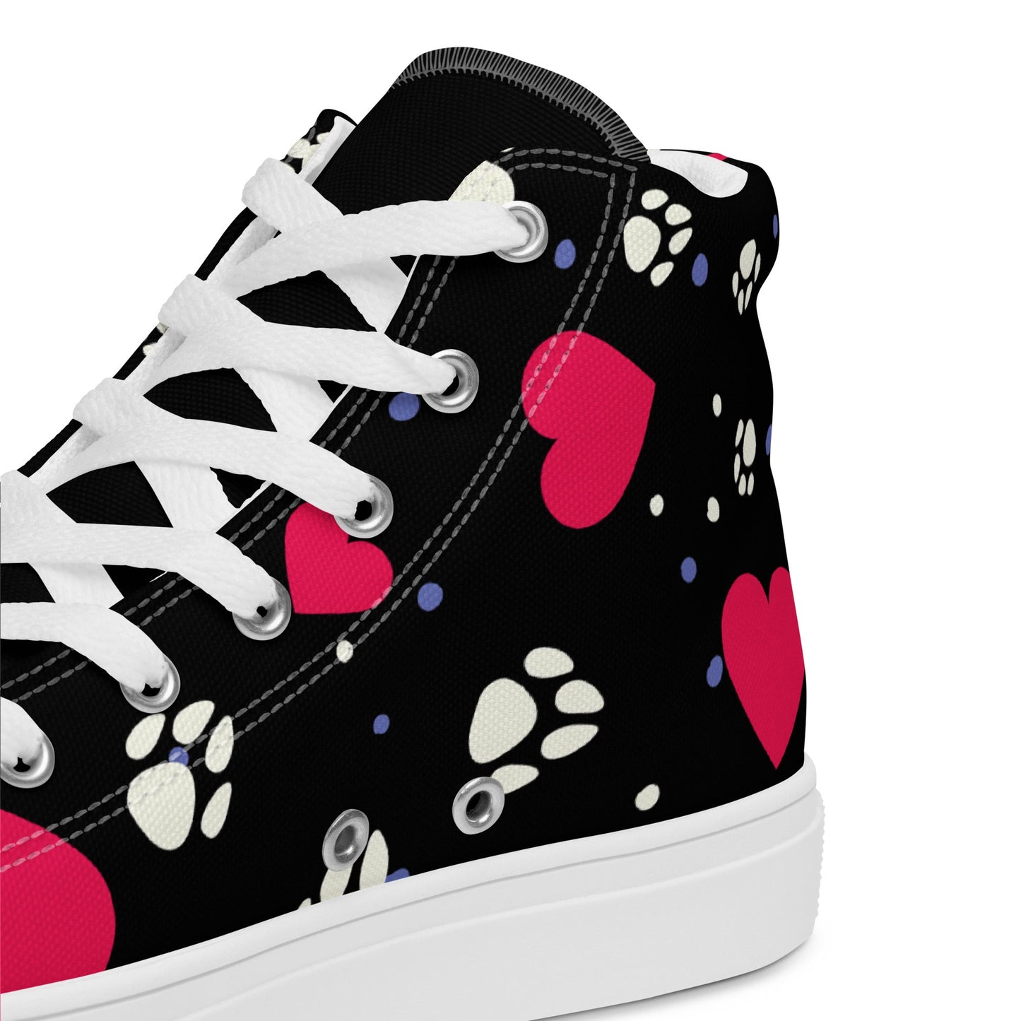Women's Black Hearts and Paws Sneakers - DoggyLoveandMore