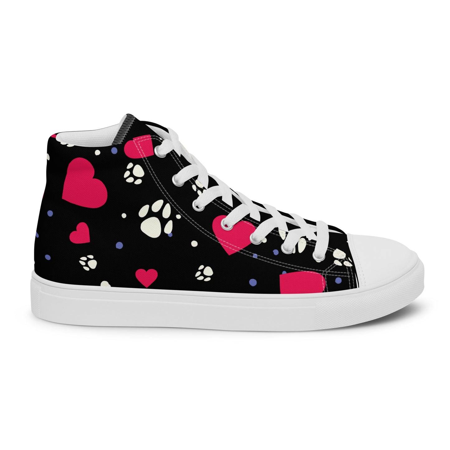 Women's Black Hearts and Paws Sneakers - DoggyLoveandMore