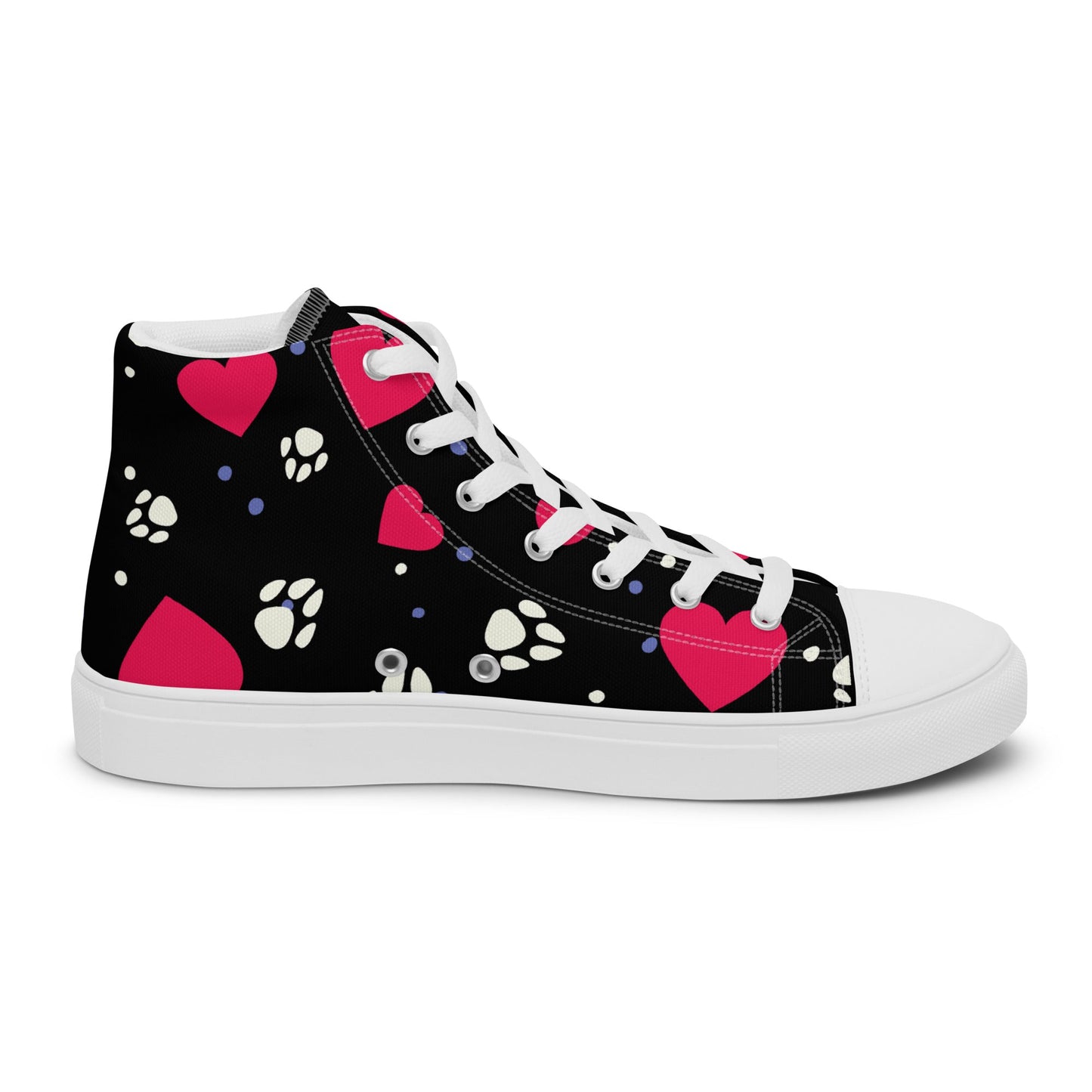 Women's Black Hearts and Paws Sneakers - DoggyLoveandMore