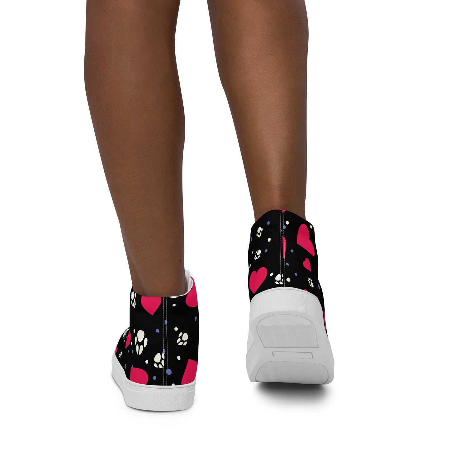 Women's Black Hearts and Paws Sneakers - DoggyLoveandMore