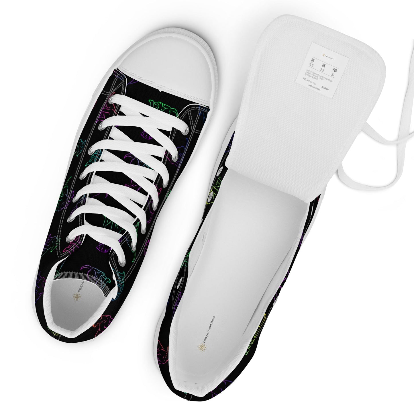 Women’s Black Rainbow Dog Sneakers - DoggyLoveandMore