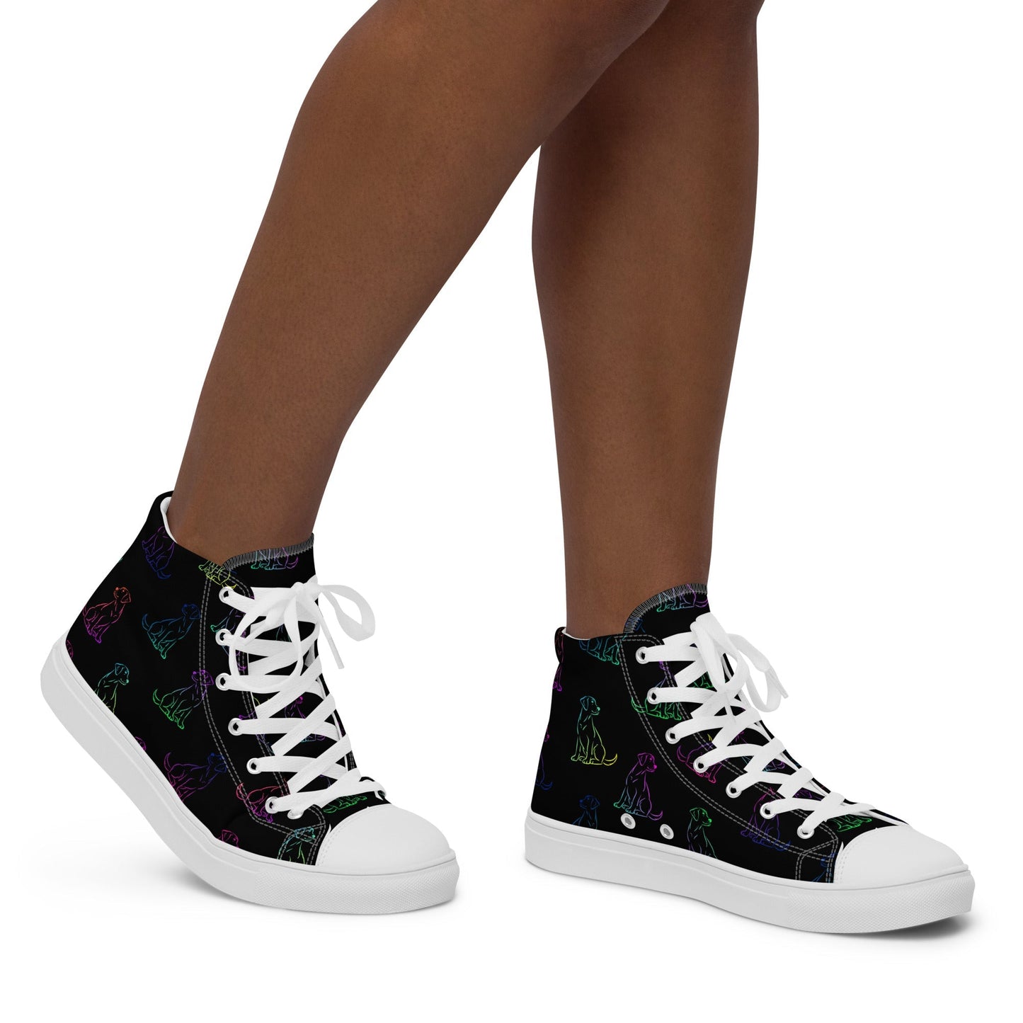 Women’s Black Rainbow Dog Sneakers - DoggyLoveandMore
