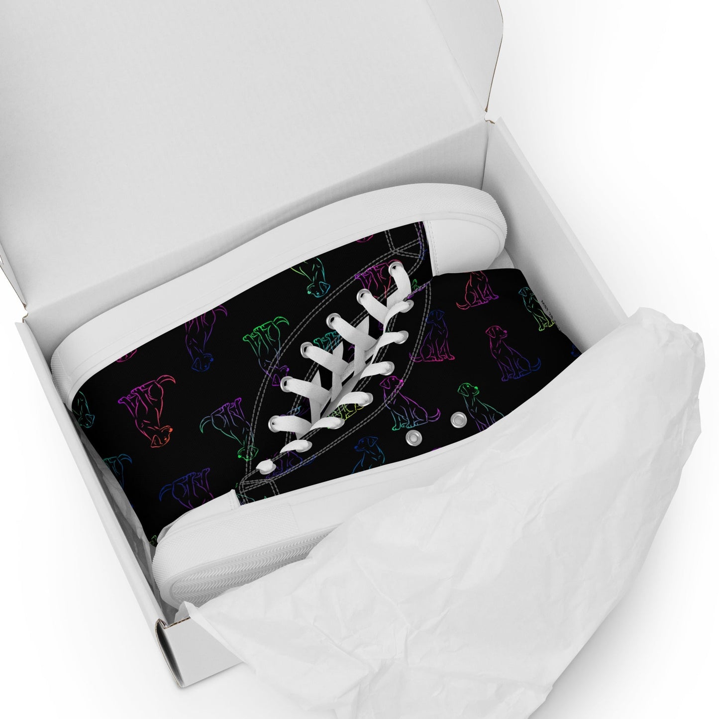 Women’s Black Rainbow Dog Sneakers - DoggyLoveandMore