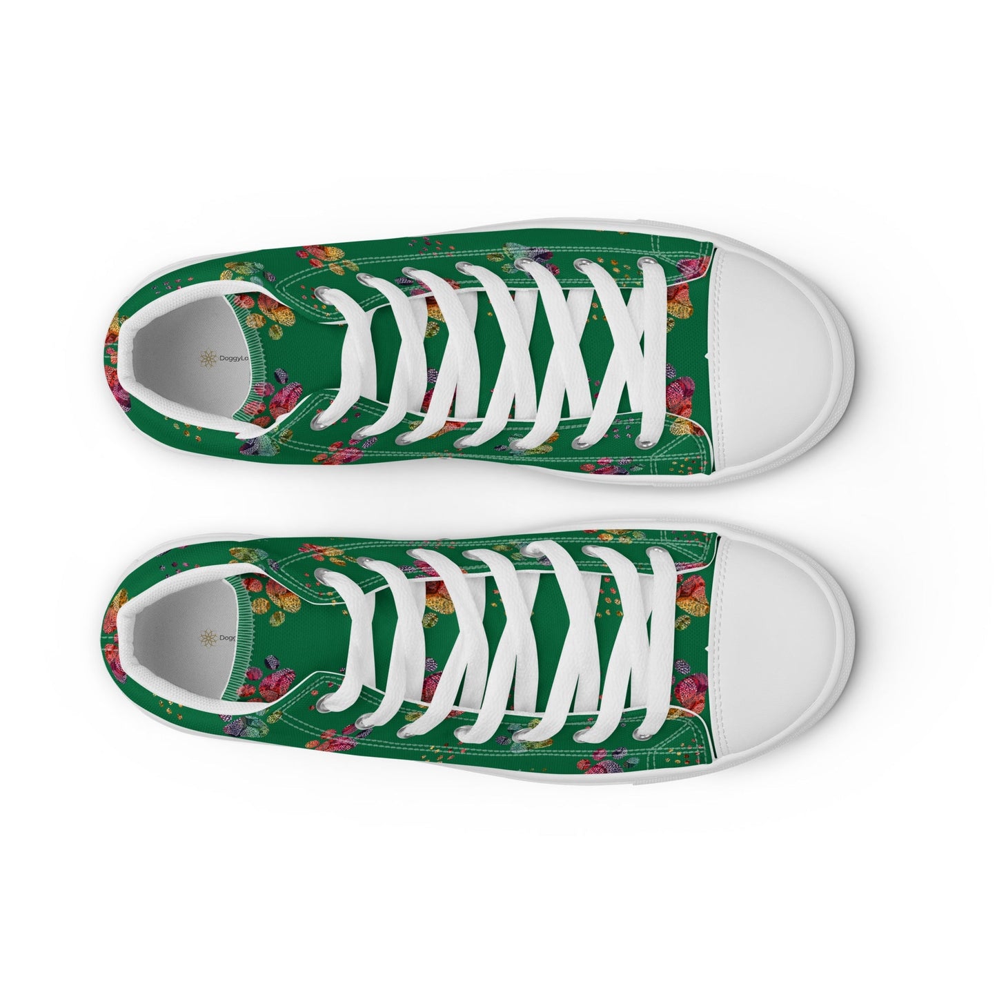 Women's Dark Green Paw Prints Sneakers - DoggyLoveandMore