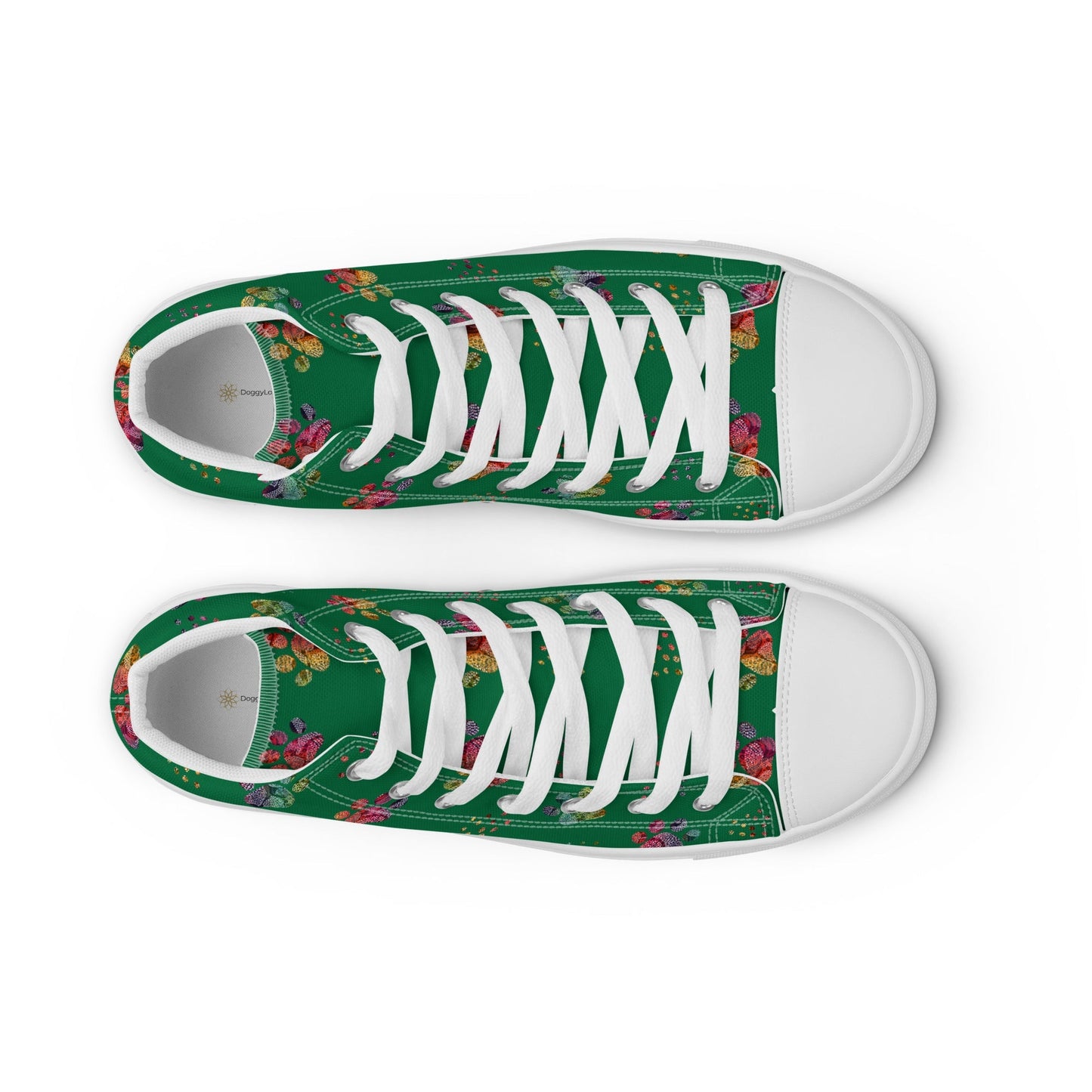 Women's Dark Green Paw Prints Sneakers - DoggyLoveandMore