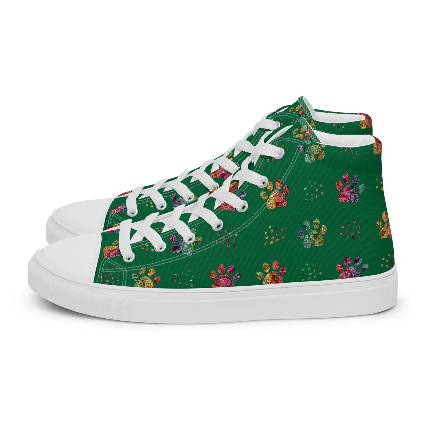 Women's Dark Green Paw Prints Sneakers - DoggyLoveandMore