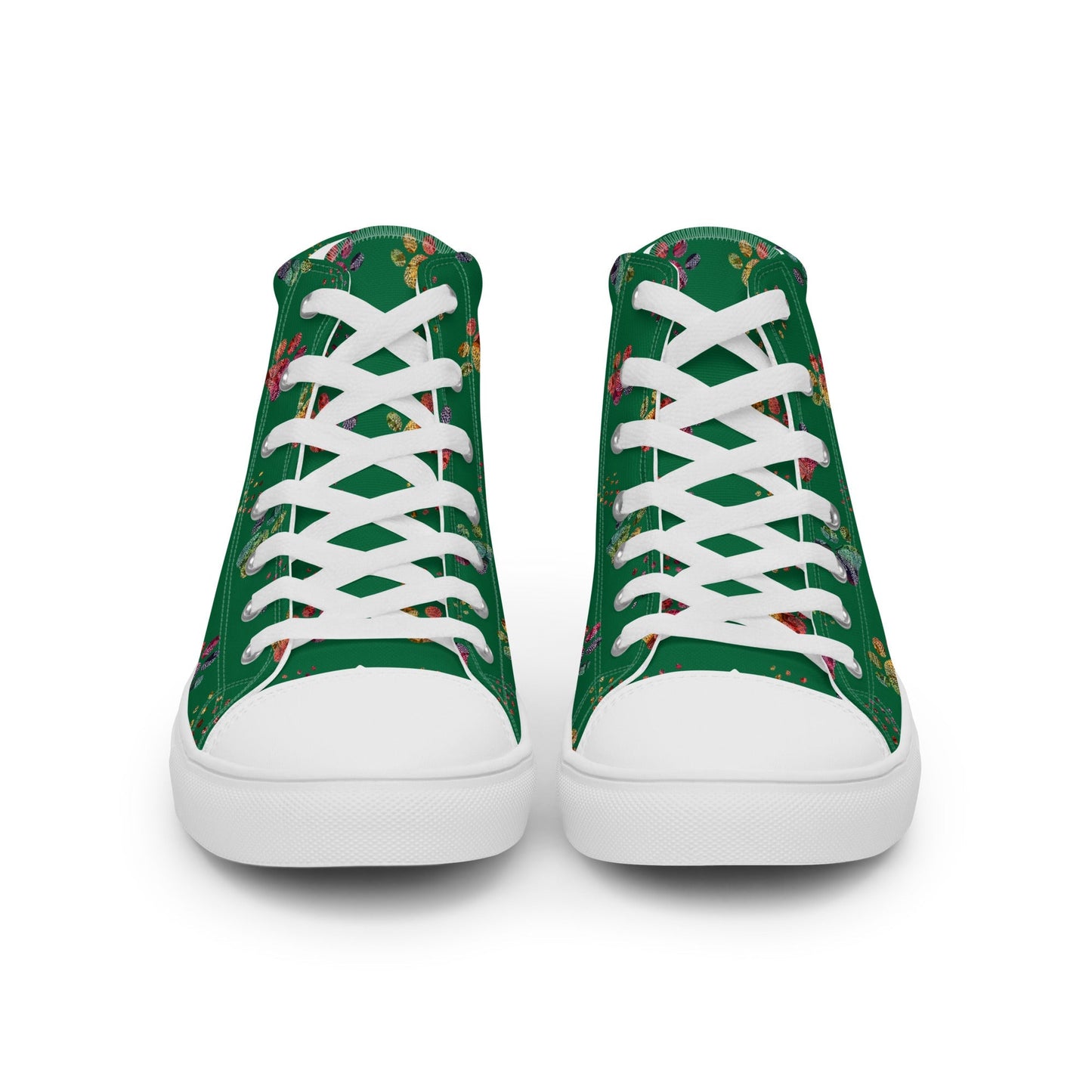 Women's Dark Green Paw Prints Sneakers - DoggyLoveandMore