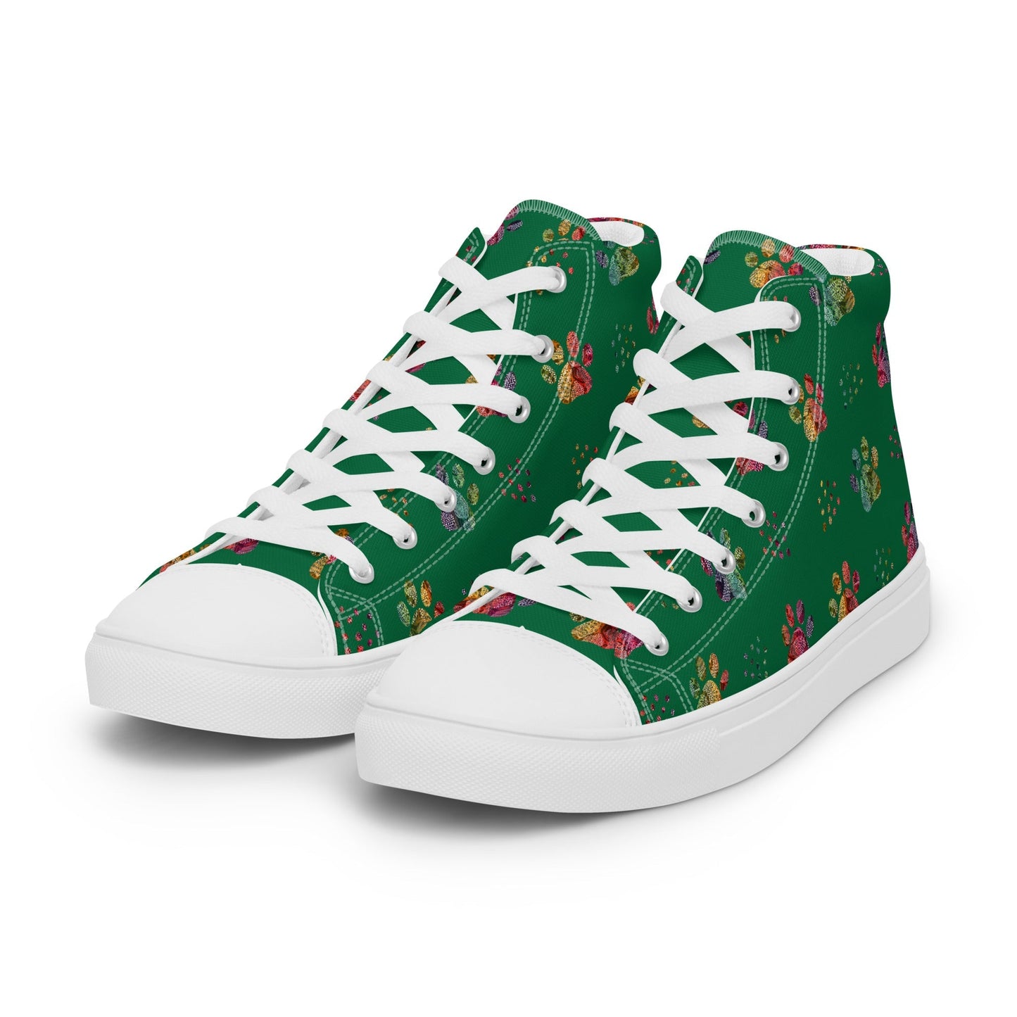 Women's Dark Green Paw Prints Sneakers - DoggyLoveandMore