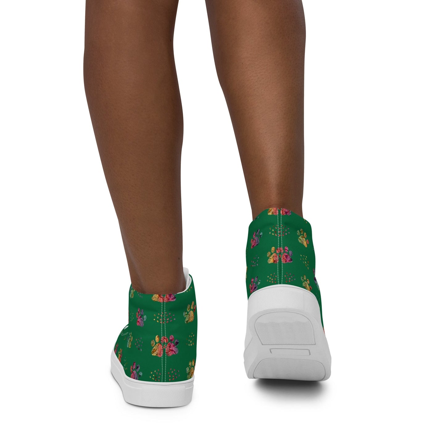 Women's Dark Green Paw Prints Sneakers - DoggyLoveandMore