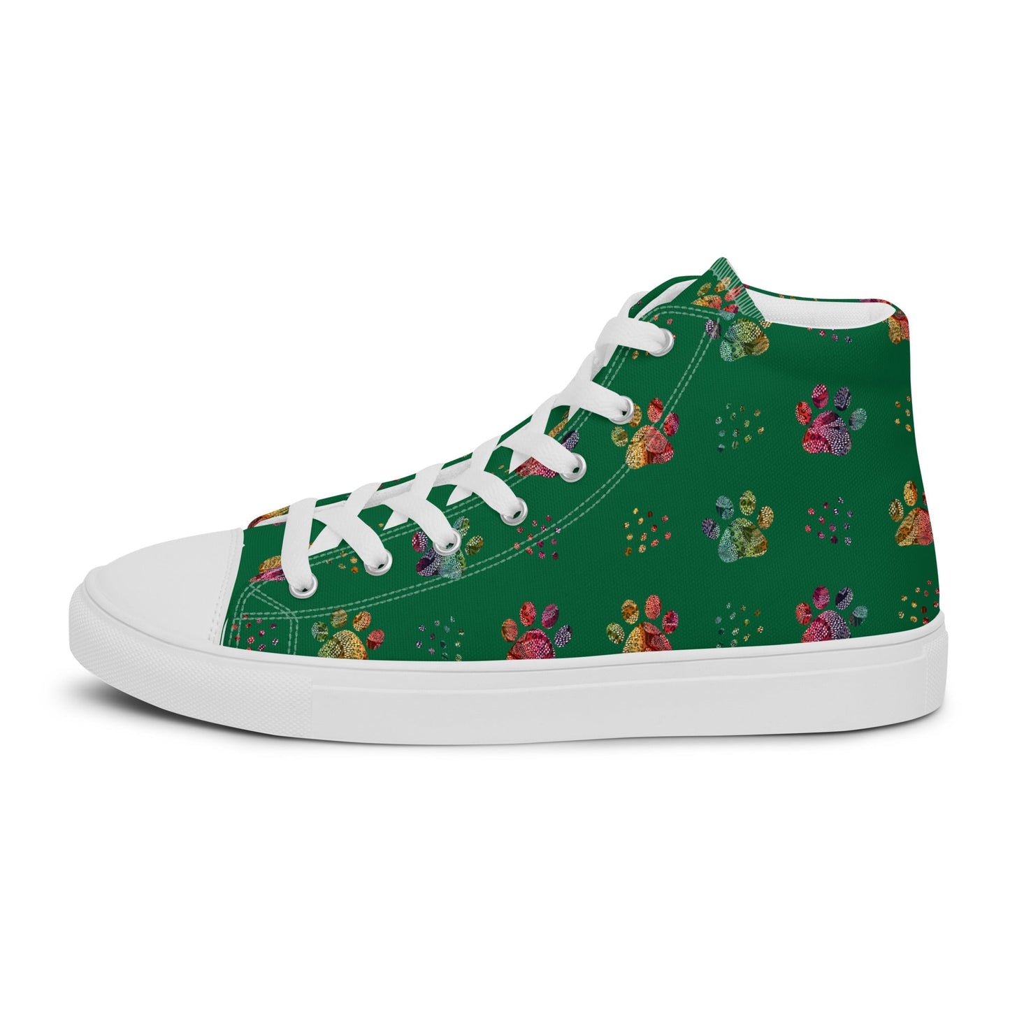 Women's Dark Green Paw Prints Sneakers - DoggyLoveandMore