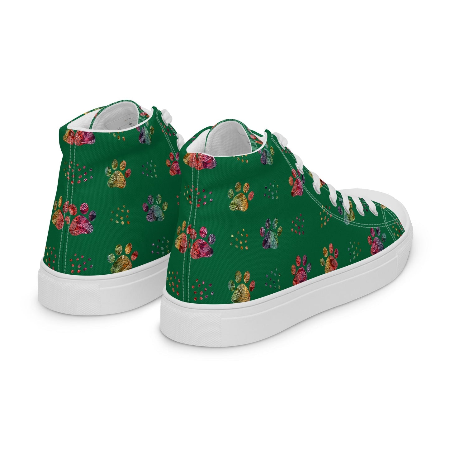 Women's Dark Green Paw Prints Sneakers - DoggyLoveandMore