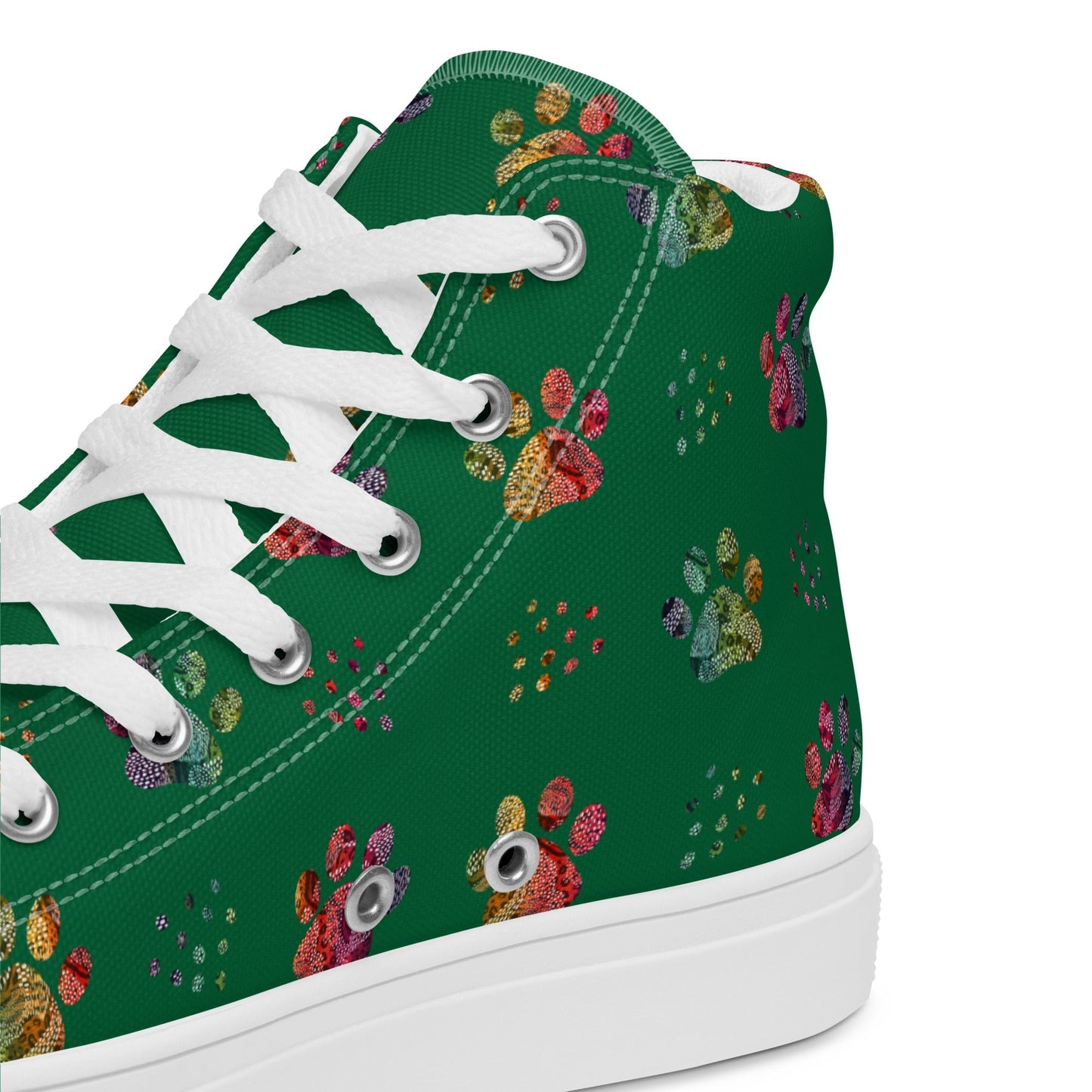 Women's Dark Green Paw Prints Sneakers - DoggyLoveandMore