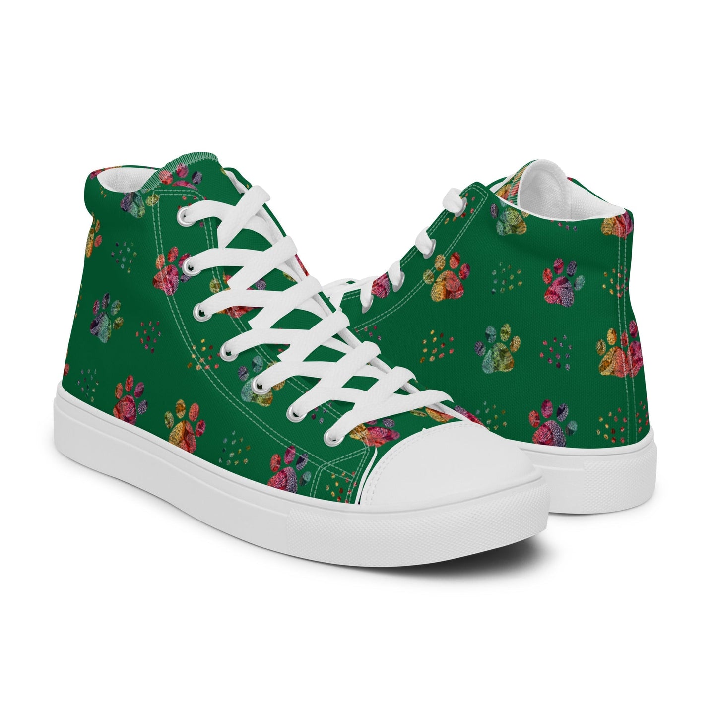 Women's Dark Green Paw Prints Sneakers - DoggyLoveandMore