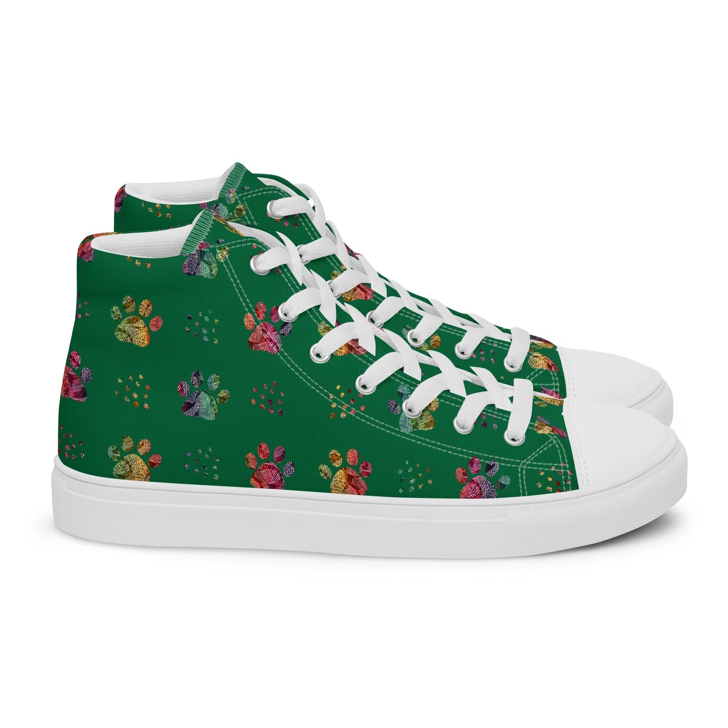 Women's Dark Green Paw Prints Sneakers - DoggyLoveandMore