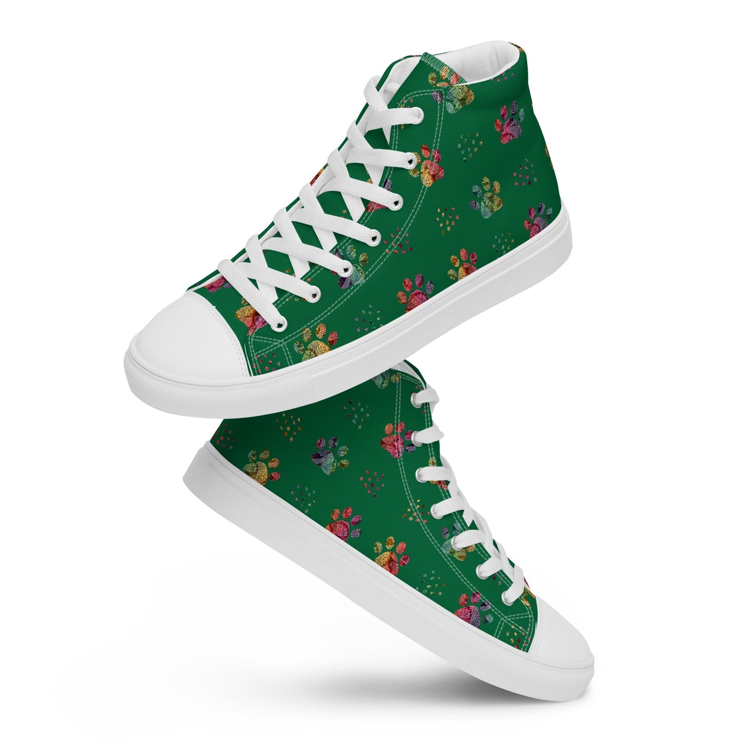 Women's Dark Green Paw Prints Sneakers - DoggyLoveandMore