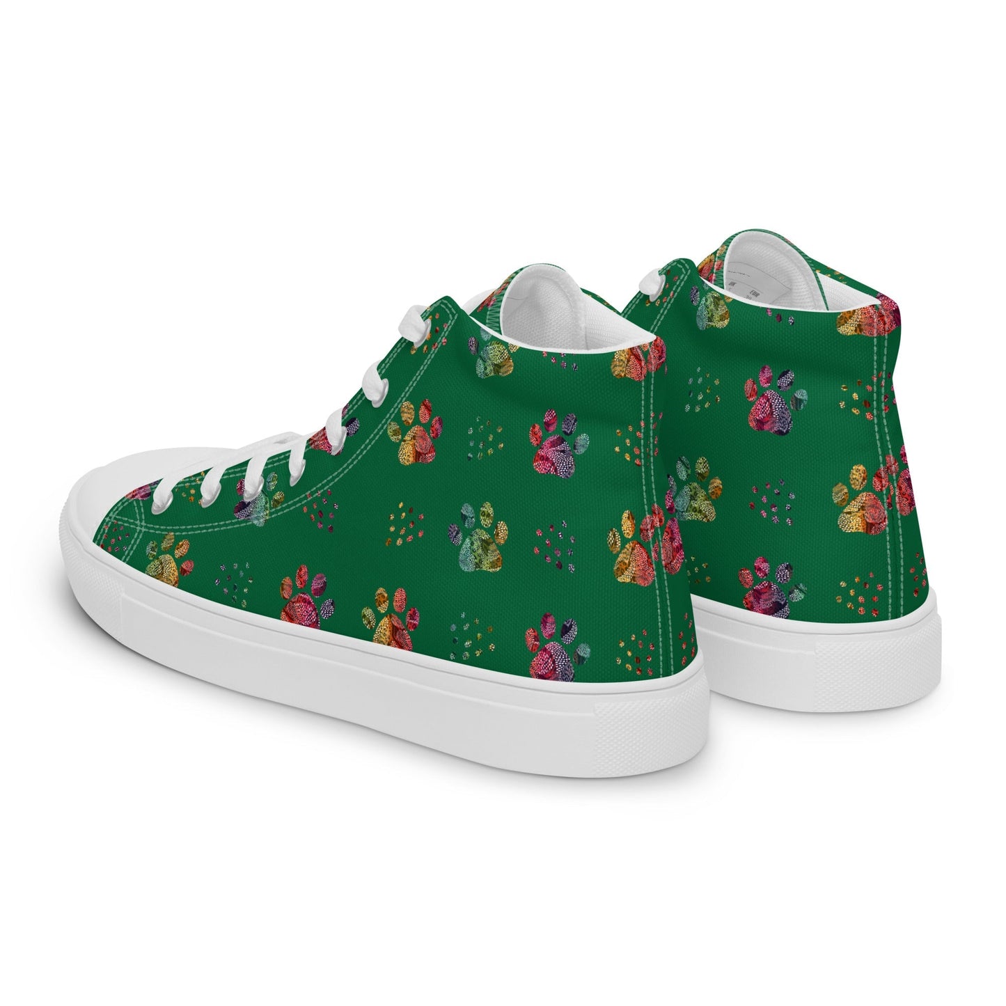 Women's Dark Green Paw Prints Sneakers - DoggyLoveandMore