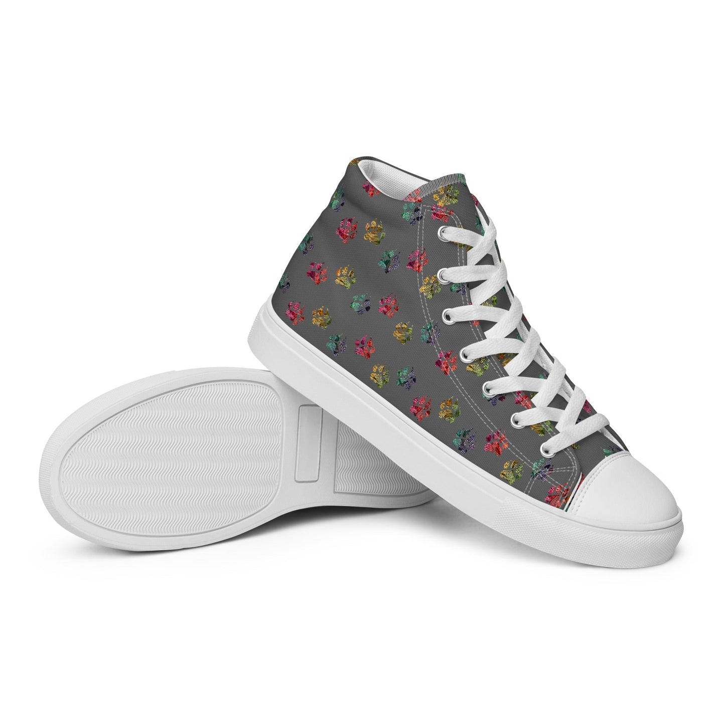 Women’s Grey Paw Prints Sneakers - DoggyLoveandMore