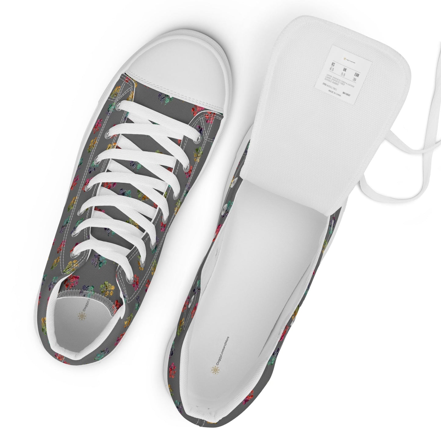 Women’s Grey Paw Prints Sneakers - DoggyLoveandMore