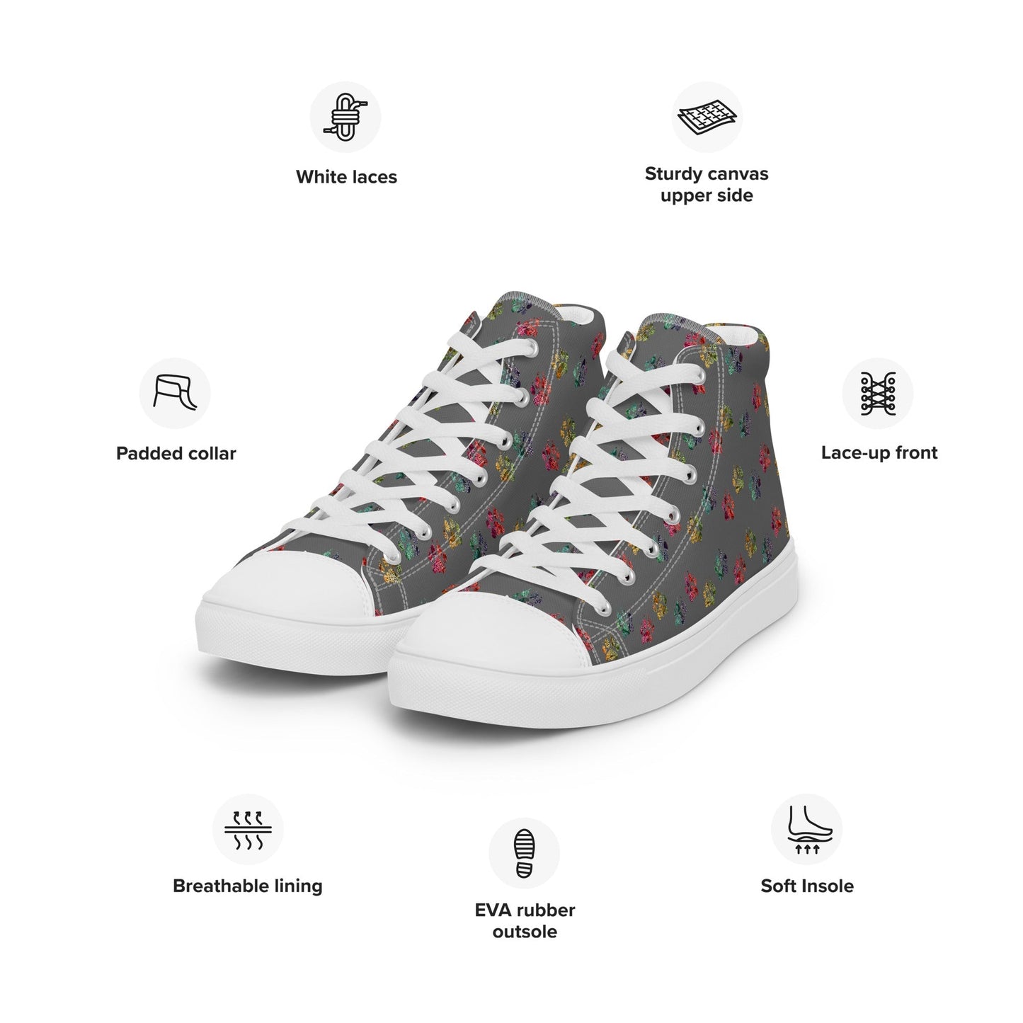 Women’s Grey Paw Prints Sneakers - DoggyLoveandMore