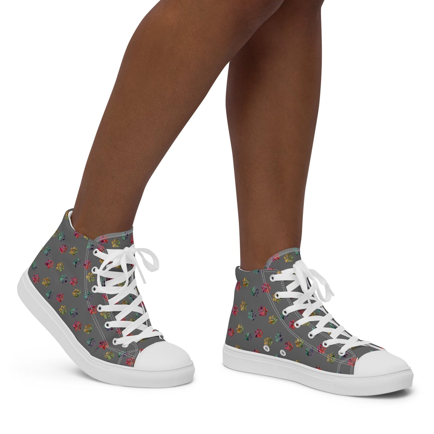 Women’s Grey Paw Prints Sneakers - DoggyLoveandMore