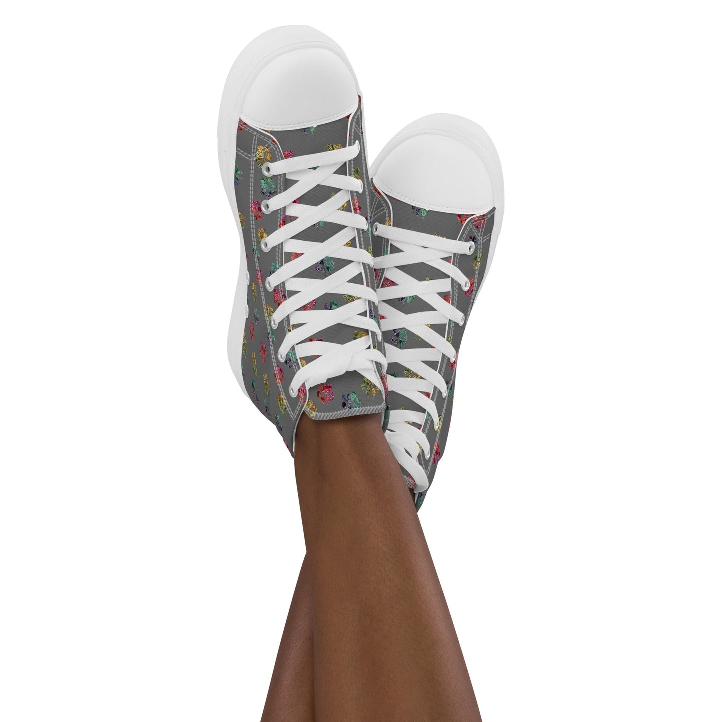 Women’s Grey Paw Prints Sneakers - DoggyLoveandMore