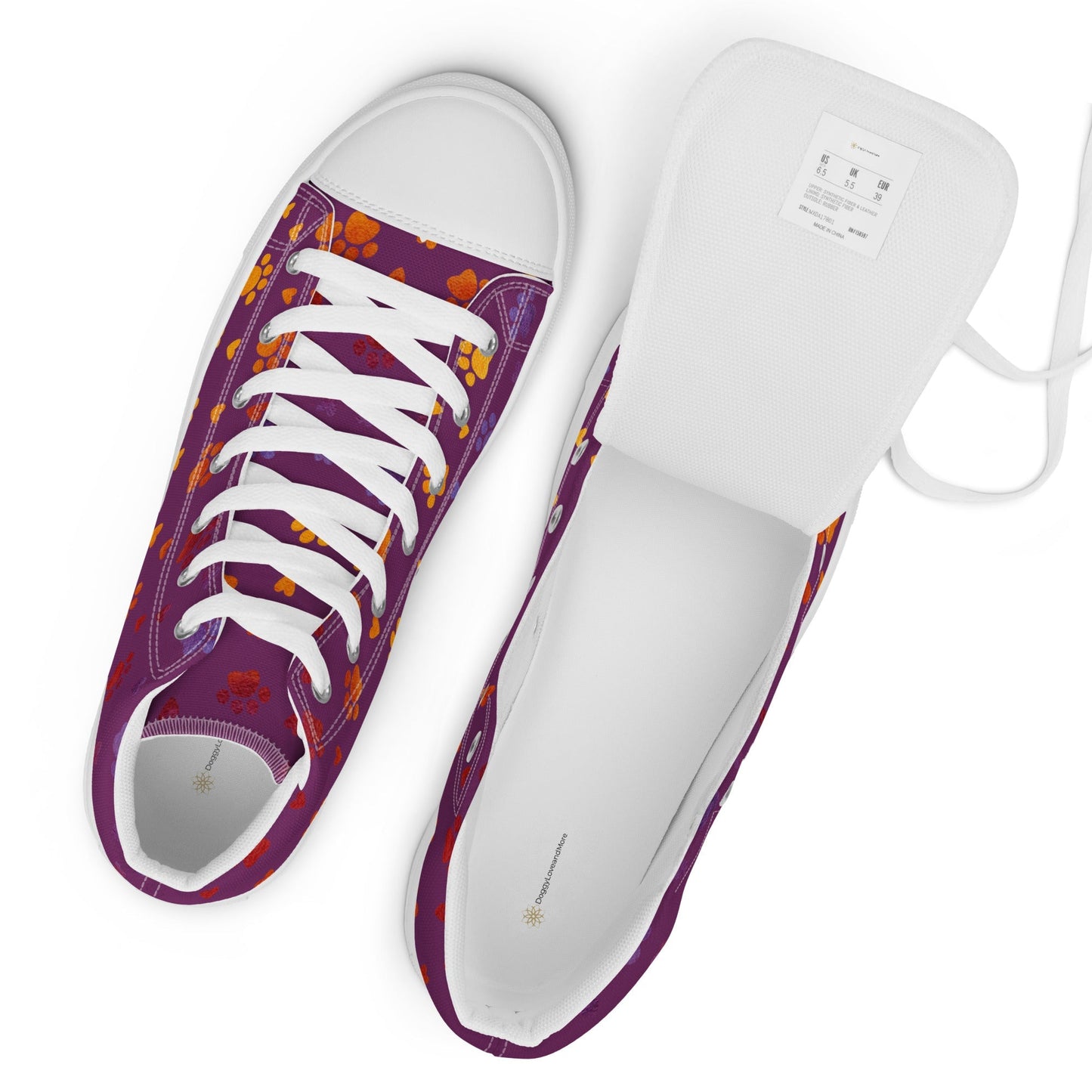 Women’s Purple Paw Prints Sneakers - DoggyLoveandMore