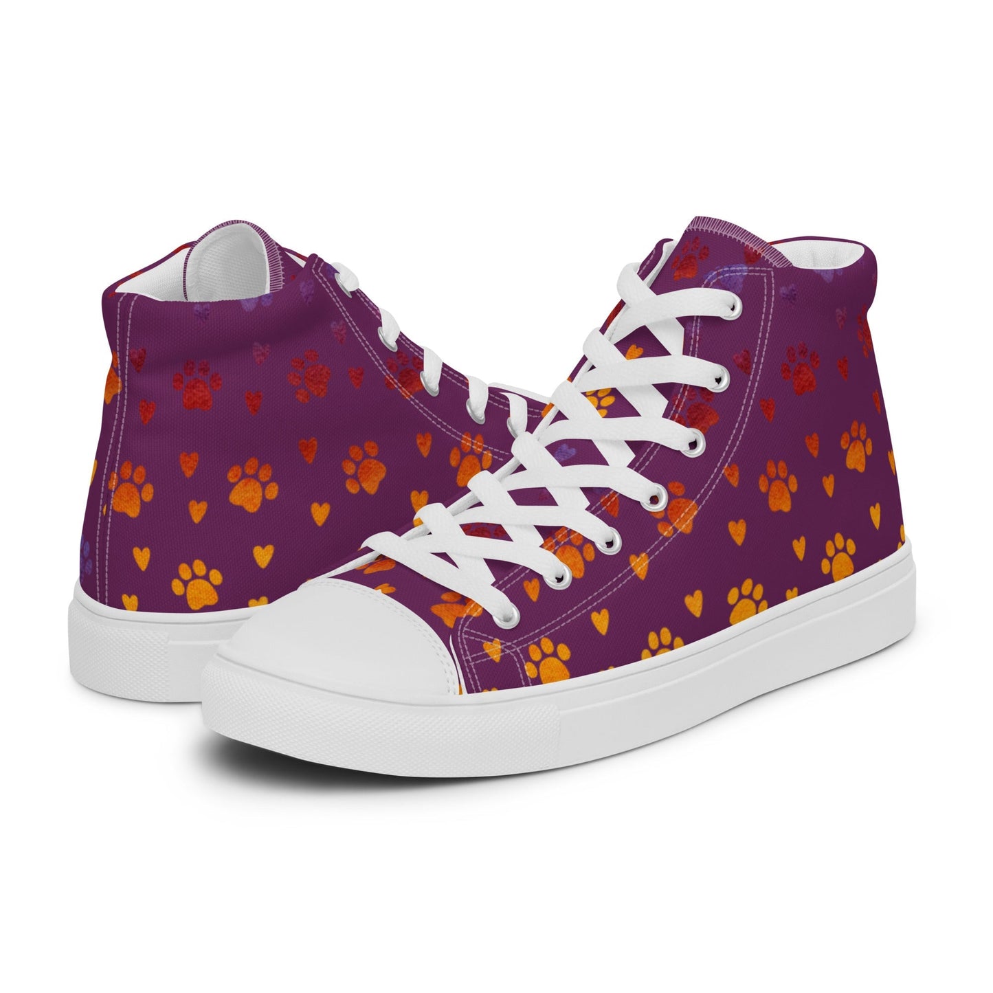 Women’s Purple Paw Prints Sneakers - DoggyLoveandMore