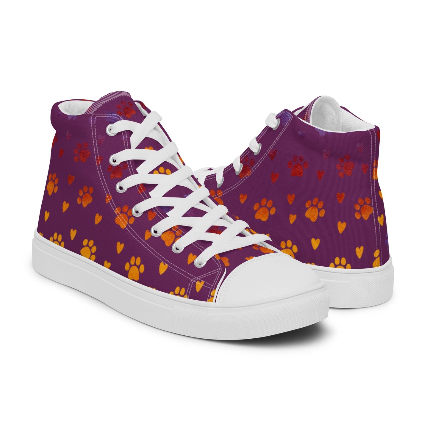 Women’s Purple Paw Prints Sneakers - DoggyLoveandMore