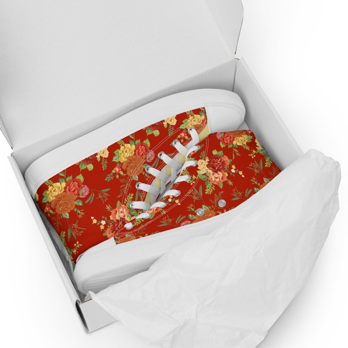 Women’s Red Floral Sneakers - DoggyLoveandMore