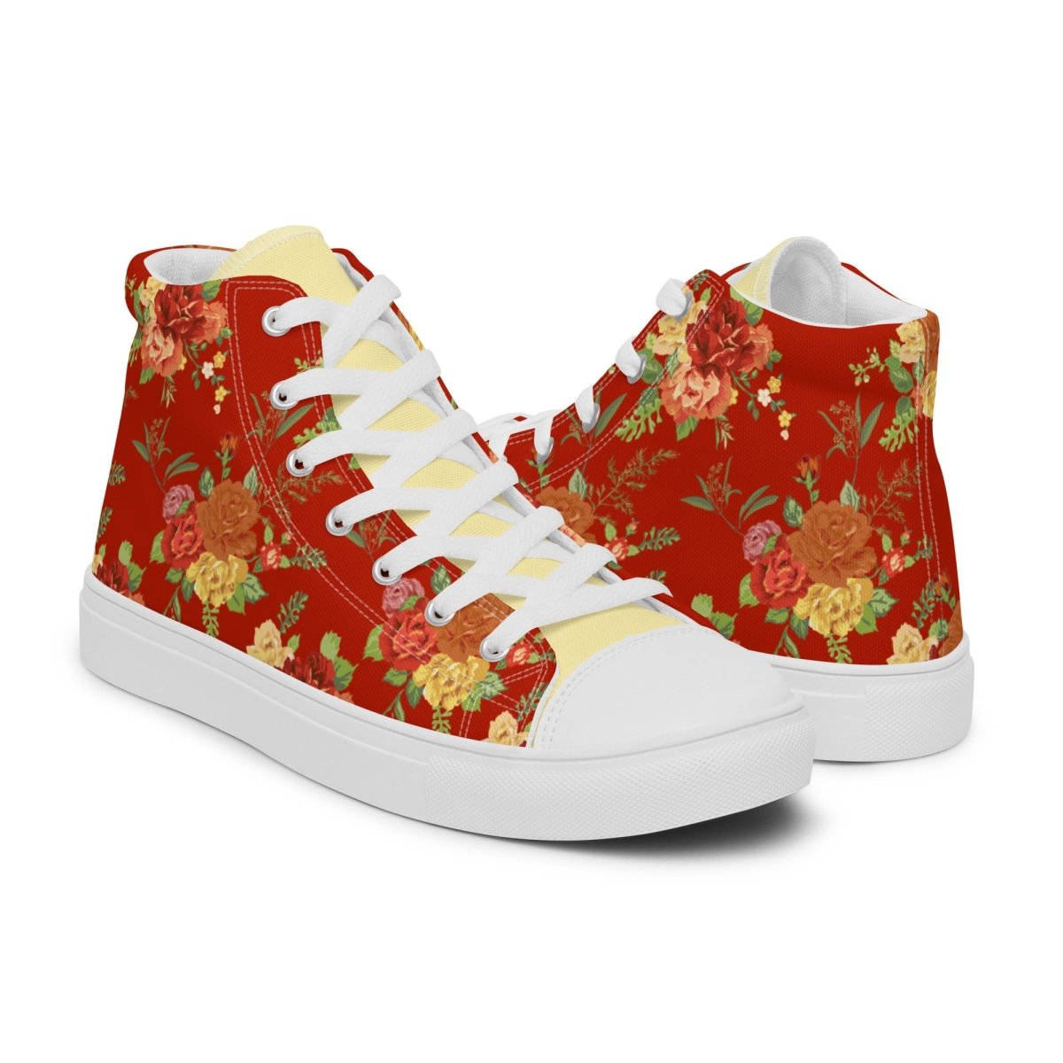 Women’s Red Floral Sneakers - DoggyLoveandMore