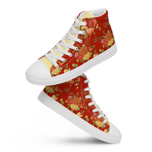 Women’s Red Floral Sneakers - DoggyLoveandMore