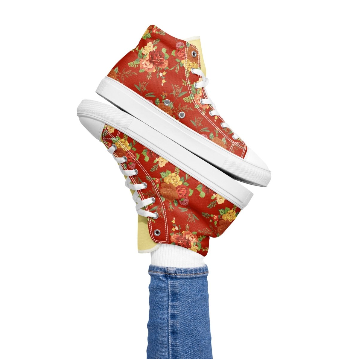 Women’s Red Floral Sneakers - DoggyLoveandMore