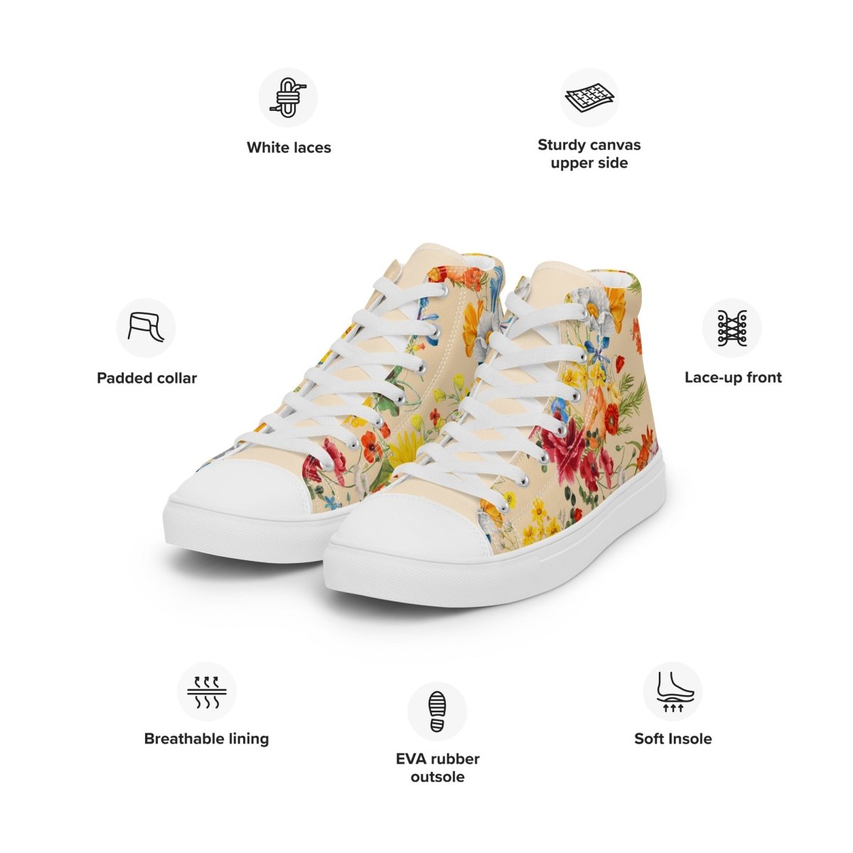 Women's Spring Flowers Sneakers - DoggyLoveandMore