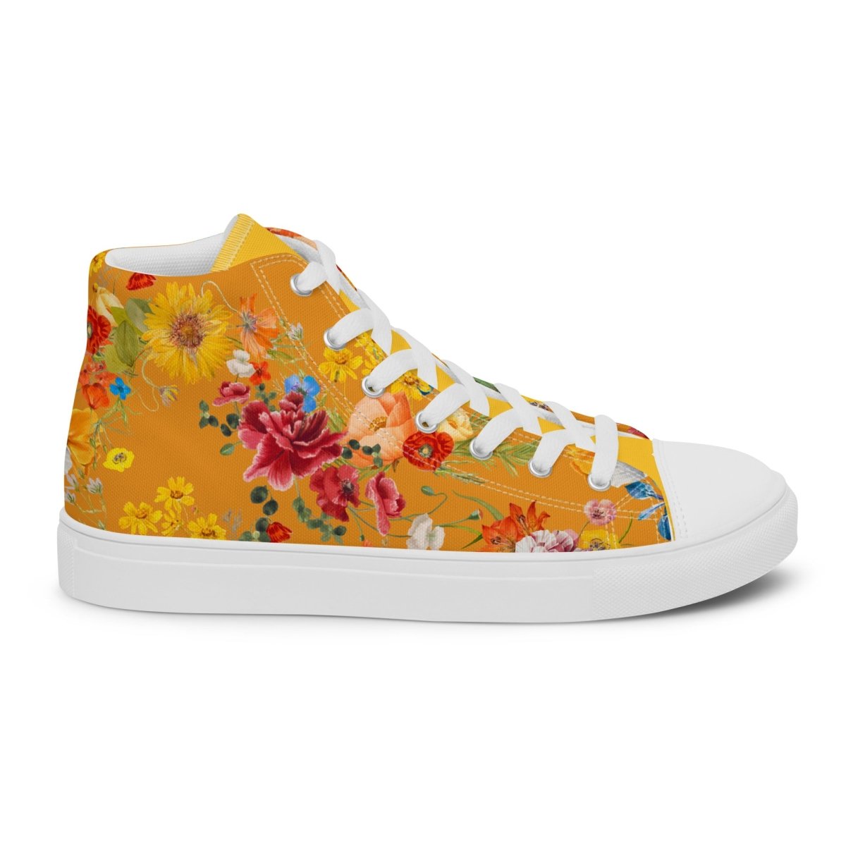 Women's Yellow Floral Sneakers - DoggyLoveandMore