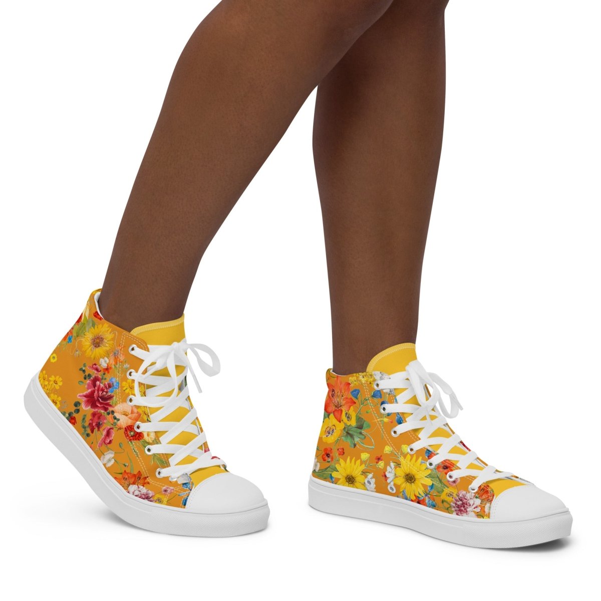 Women's Yellow Floral Sneakers - DoggyLoveandMore