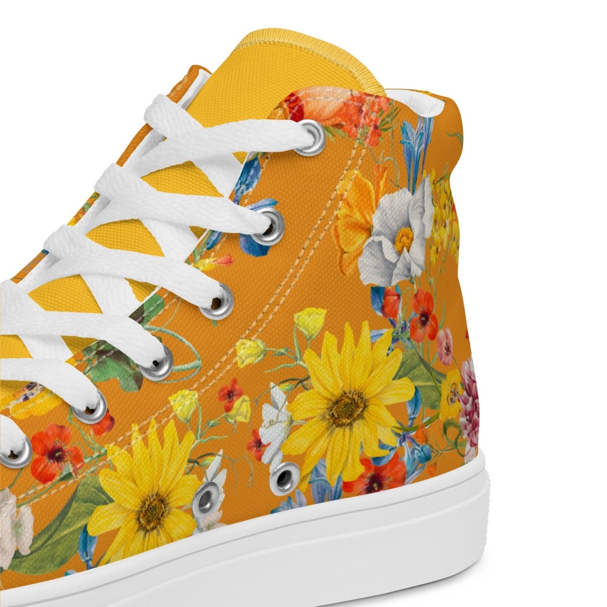 Women's Yellow Floral Sneakers - DoggyLoveandMore