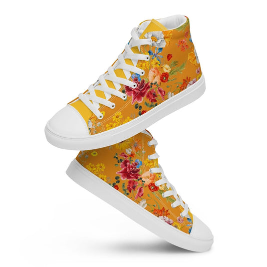 Women's Yellow Floral Sneakers - DoggyLoveandMore