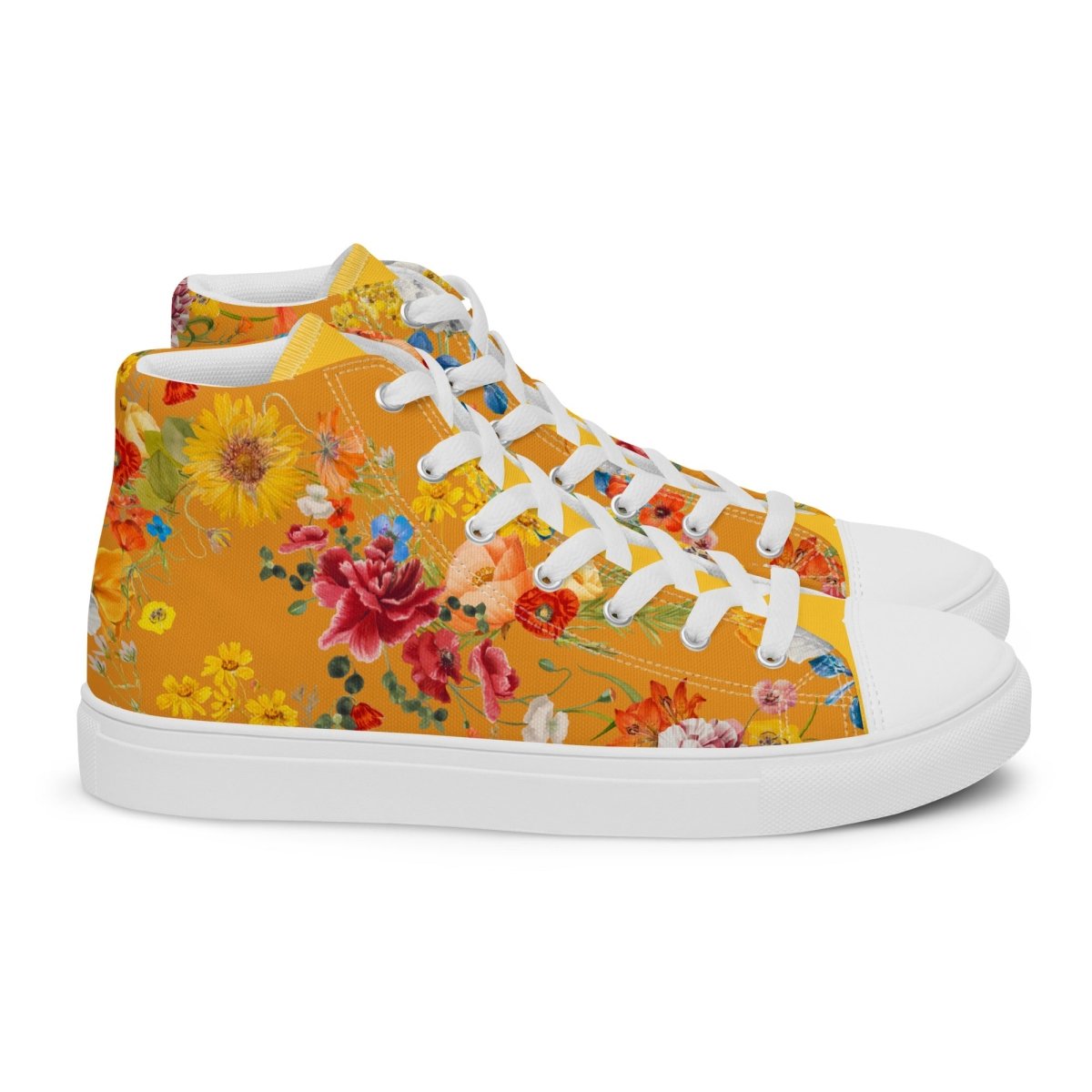 Women's Yellow Floral Sneakers - DoggyLoveandMore