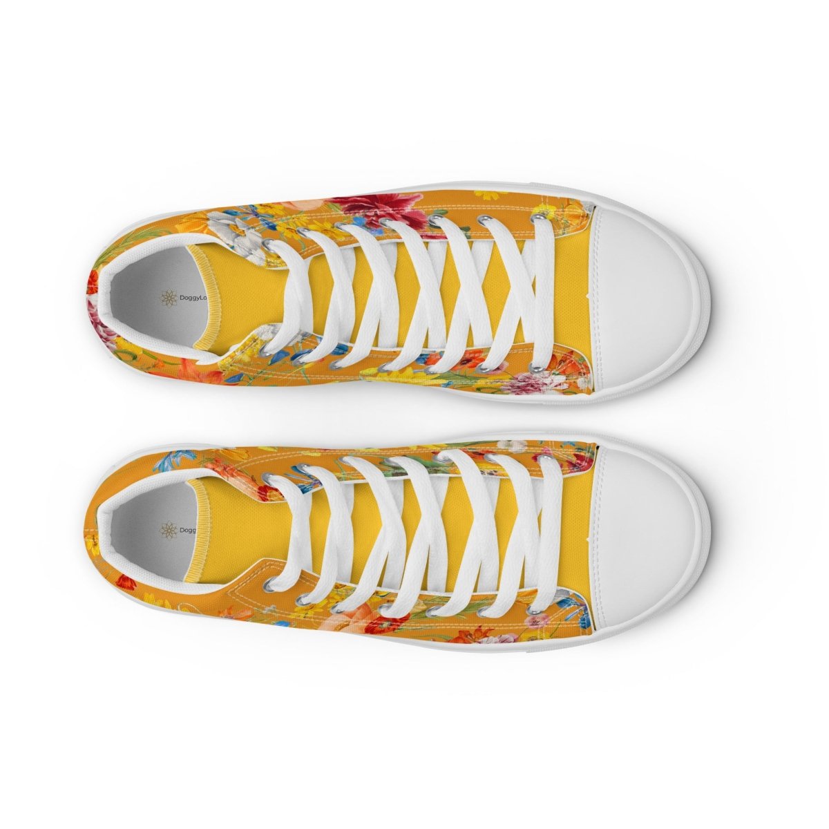 Women's Yellow Floral Sneakers - DoggyLoveandMore