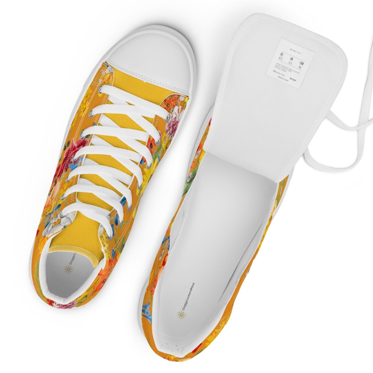 Women's Yellow Floral Sneakers - DoggyLoveandMore