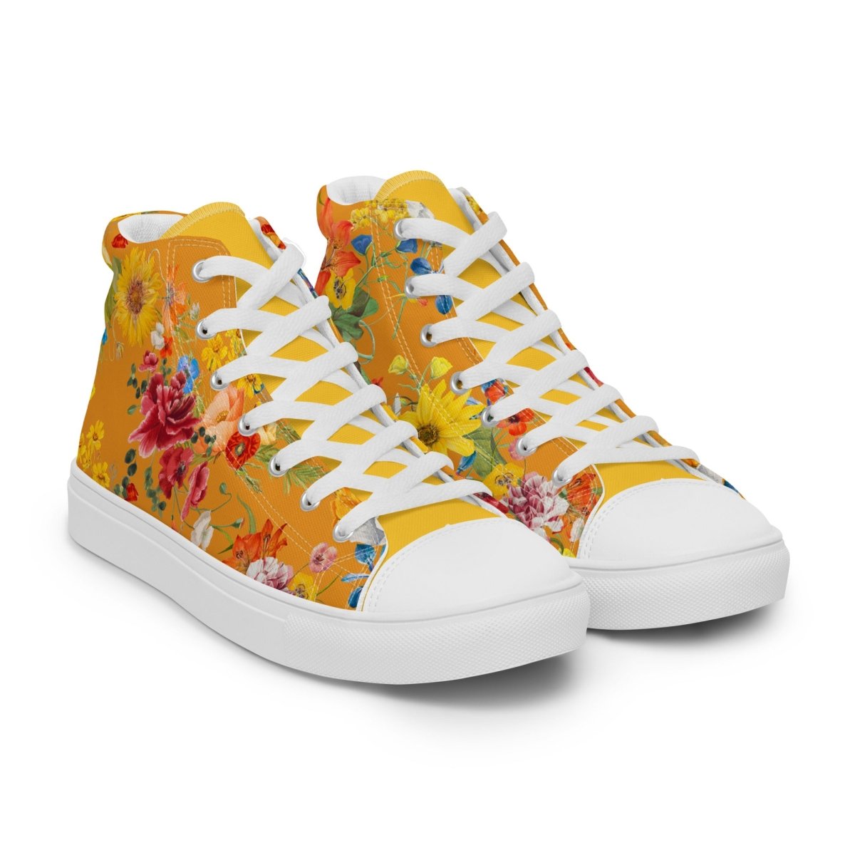 Women's Yellow Floral Sneakers - DoggyLoveandMore