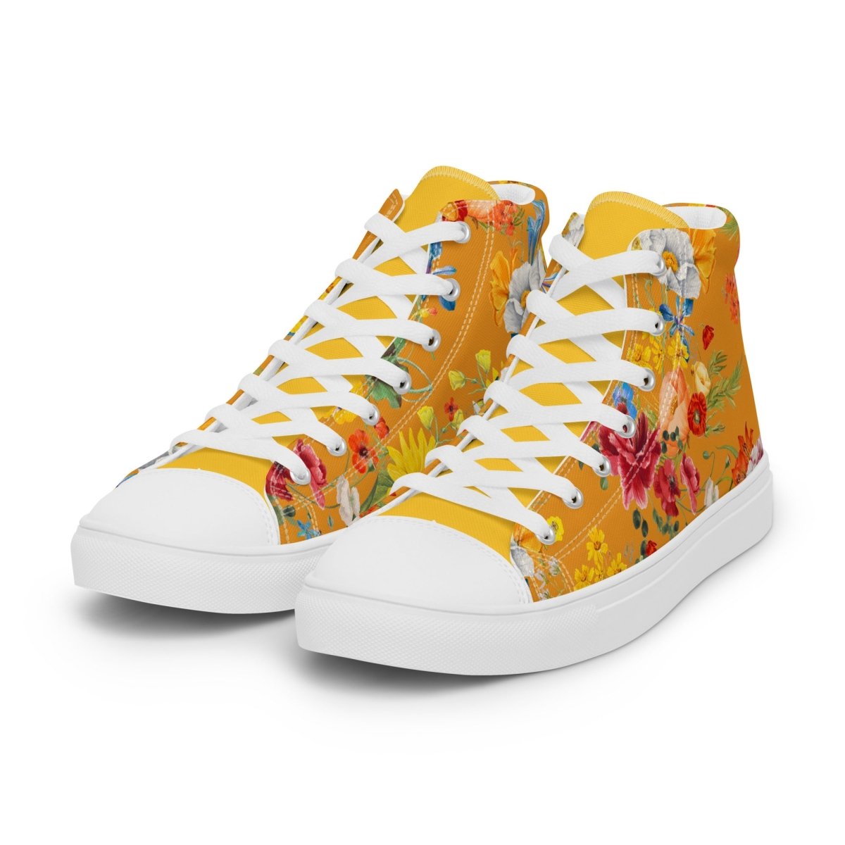 Women's Yellow Floral Sneakers - DoggyLoveandMore