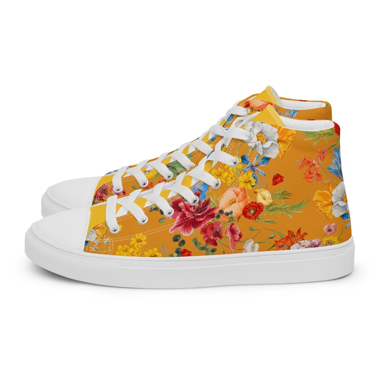 Women's Yellow Floral Sneakers - DoggyLoveandMore