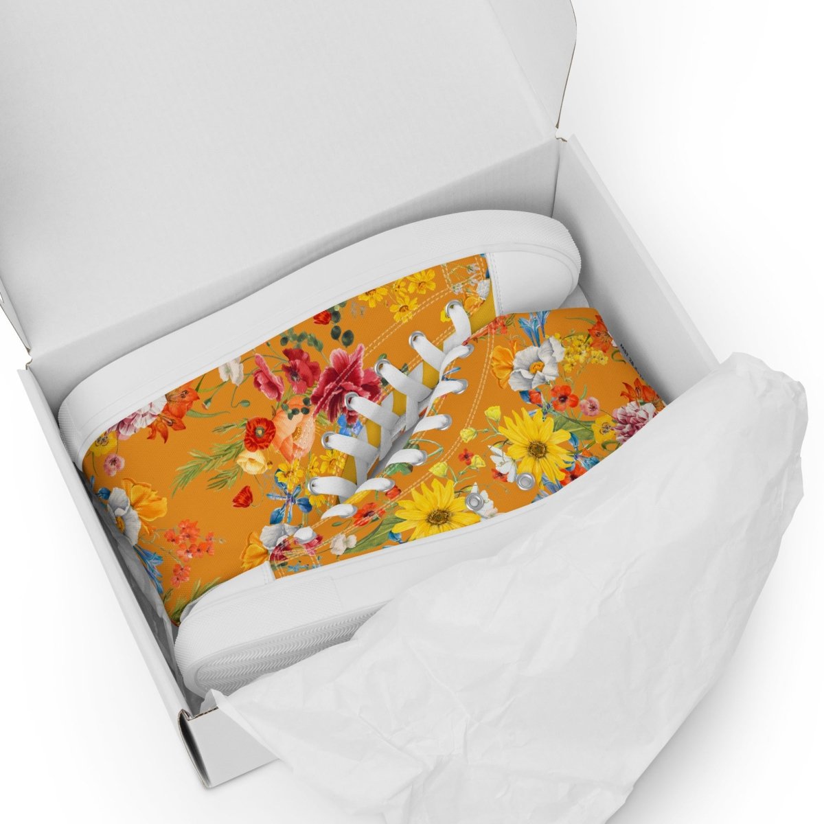 Women's Yellow Floral Sneakers - DoggyLoveandMore