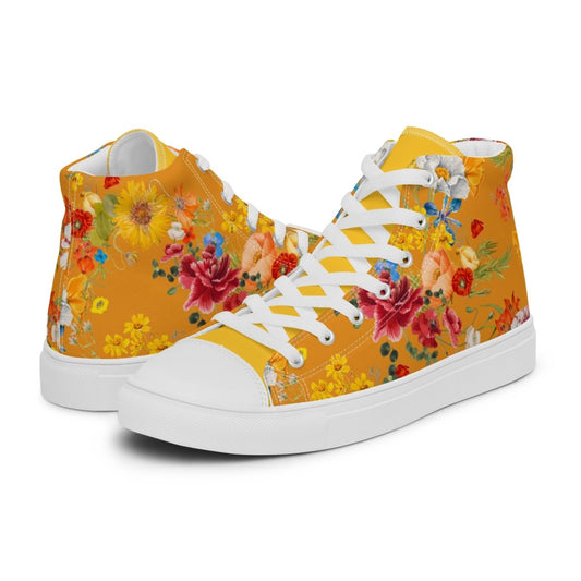 Women's Yellow Floral Sneakers - DoggyLoveandMore