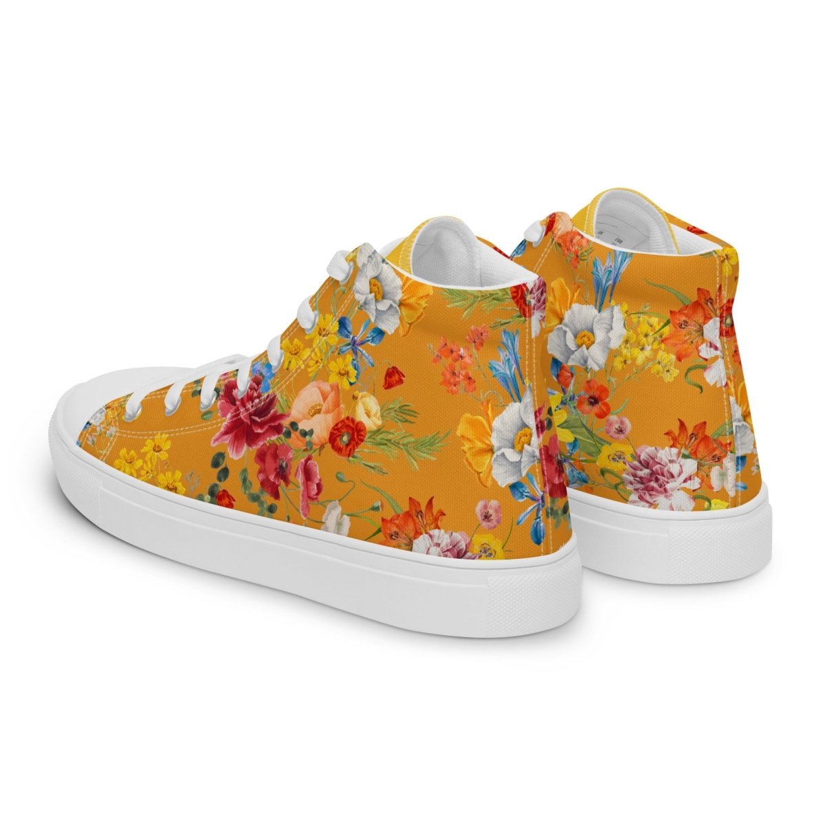 Women's Yellow Floral Sneakers - DoggyLoveandMore